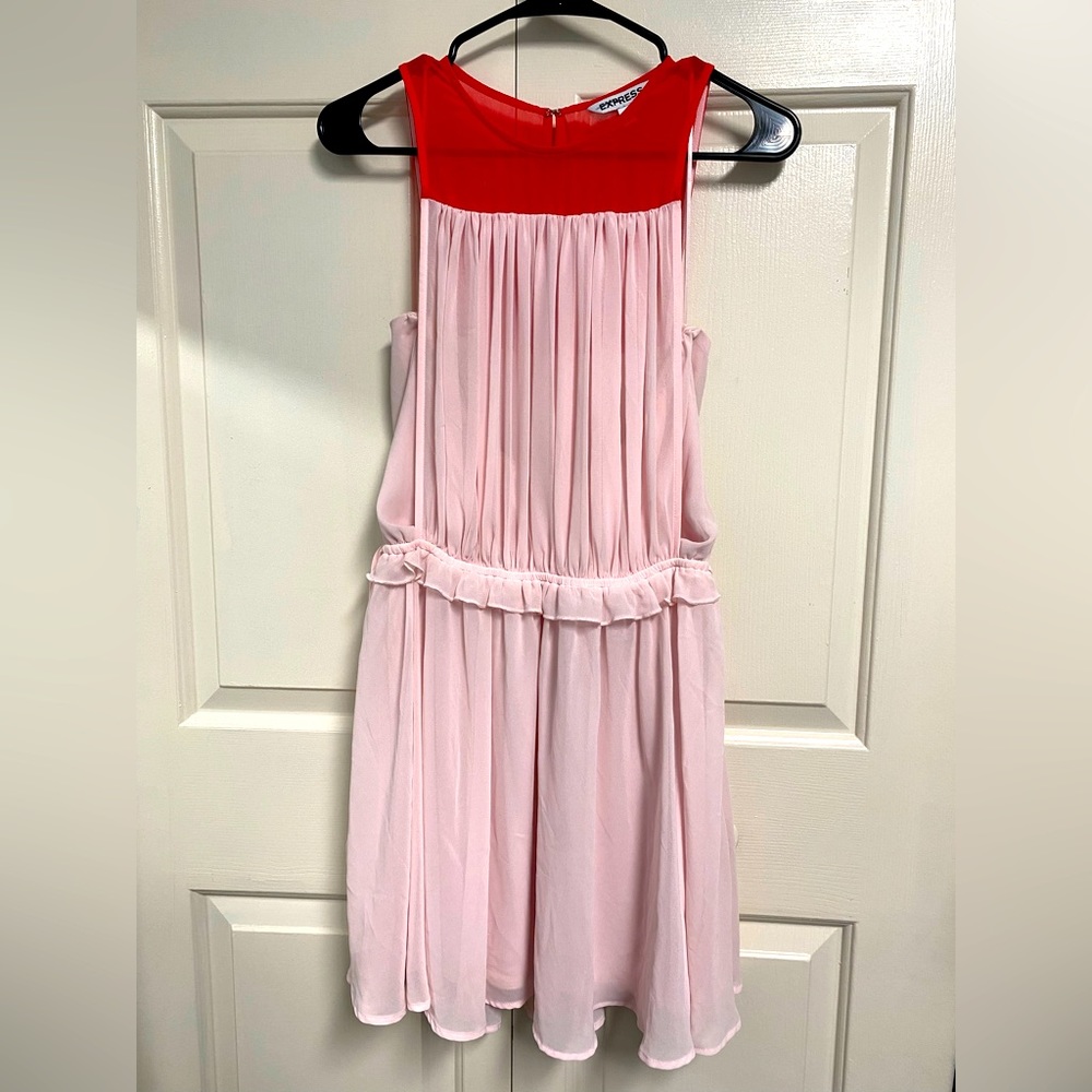 EXPRESS PINK and RED COLOR-BLOCK DRESS